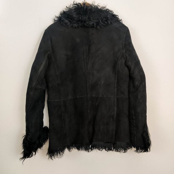 Veronica Beard Huntley Suede and Shearling Double Breasted Blazer in Black 6 - Picture 8 of 12